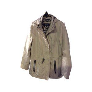 Ladies Small - Beige Spring Coat w/ Optional Hood